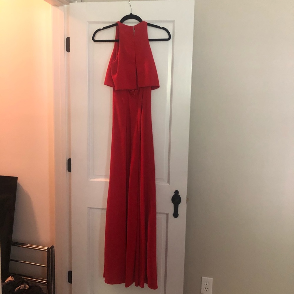 Jill By Jill Stuart Iva Crepe Red Maxi Gown 0 - Picture 2 of 5